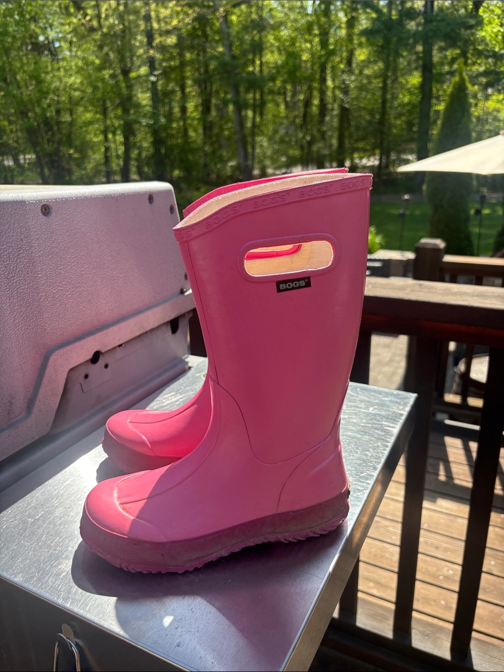 Bogs Bright Pink Kids Waterproof Rain Boots